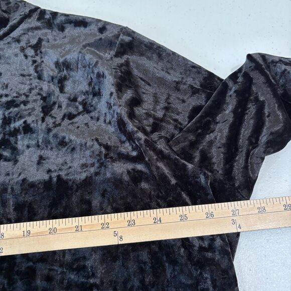 Eloquii Black Crushed Velvet Mock Neck Long Sleeve Top 26/28 Dark Goth Victorian - Picture 6 of 9
